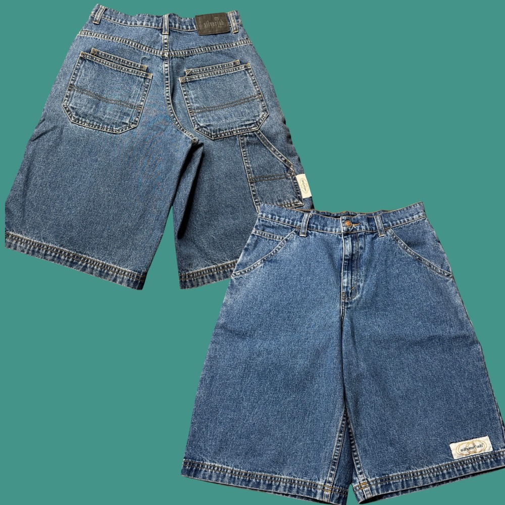 Vintage Levi's SilverTab Denim Shorts Youth Large 14 Carpenter Baggy Y2K